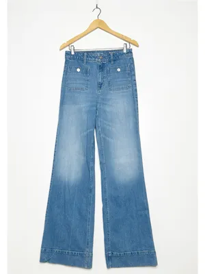 J.Crew 96 Denim High Rise Sailor Wide Leg Trouser Jeans Size 28 Tall thumbnail 3