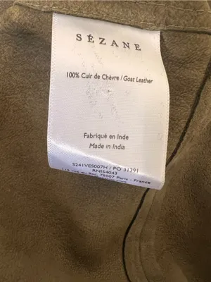 Sezane Camel Suede Goat Leather Will Jacket Olive Green Size Small thumbnail 5
