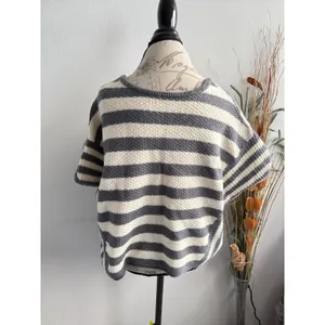 Free People Womens Grey‎ Cream Striped Wool Blend Popcorn Knit Sweater Vest M thumbnail 3