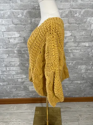 POL mustard cable knit oversized sweater thumbnail 2