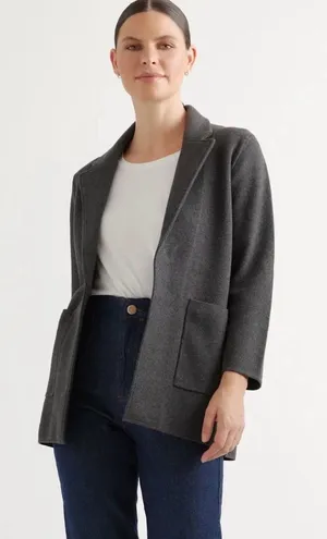 Quince Large 100% Organic Cotton Knit Blazer Grey Capsule Classic XL Minimalist thumbnail 1