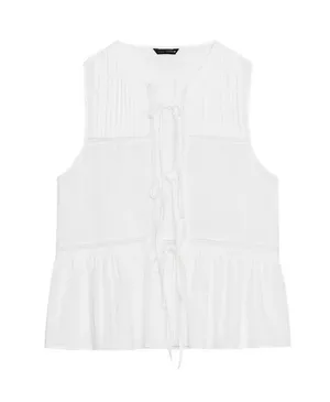 NEW Zara White Tie-Front Top thumbnail 1