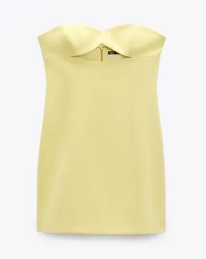 Zara Bodycon Strapless Mini Lemon Party Coctail Shower Bridal 🍋Dress thumbnail 15