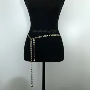 Y2K Minimalist Gold Oval Link Chain Belt, Fits Up to 42.5 Inches, X7GA1184 thumbnail 2