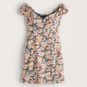 ABERCROMBIE & FITCH A&F Off the Shoulder Corset Mini Dress Blue Pink Etc Floral thumbnail 4