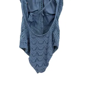 Becca Rebecca Virtue Crochet Lace High Neck One Piece Swimsuit Blue S NWOT‎ thumbnail 9