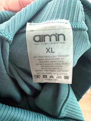 Aim’n Ribbed High-Waisted Capri Leggings Teal Blue XL thumbnail 3