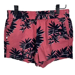 J Crew Shorts Sz 00 Pink Blue Linen Blend Palm Leaf Pull On 3" Inseam Tropical‎ thumbnail 1