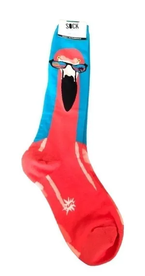 Sock It To Me Knee High Flamingo Socks USA Shoe Sz 5-10 Cotton Stretch NEW thumbnail 1