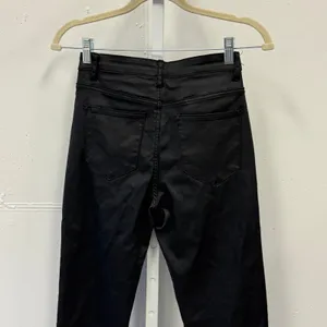 Edikted Coated High Rise Flare Jeans Waxed Denim Pants Size Medium Black Stretch thumbnail 5