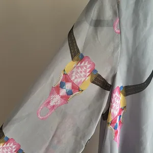 SHOW ME YOUR MUMU Balloon Sleeve Tunic Dress Boho Longhorn Skull Colorful Mini thumbnail 6