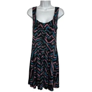 MARC BY MARC JACOBS Pink Blue Chevron Zigzag Fit and Flare Dress‎ NWOT Small thumbnail 2