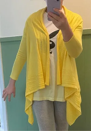 “cable & gauge” open front yellow cardigan thumbnail 1