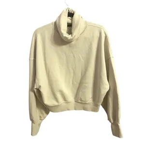 AGOLDE Balloon Sleeve Ribbed Turtleneck Sweatshirt Size S Off‎ White 100% Cotton thumbnail 2