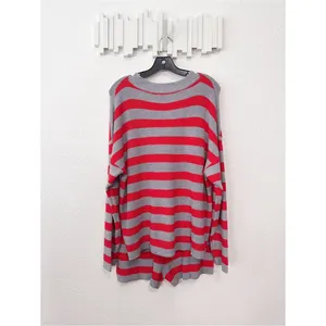 Miss Sparkling Two Pieces Striped Long Sleeve Comfy Lounge Set Gray Red NWOT thumbnail 4