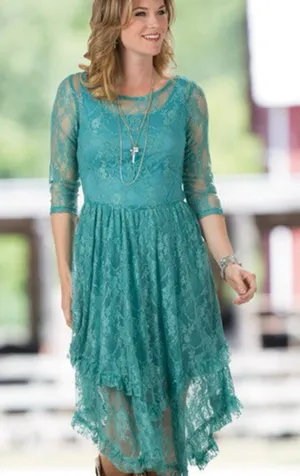Rod's Western Dusty Red Fields Velvet‎ Lace Tiered Women’s Dress Medium Cowgirl thumbnail 1