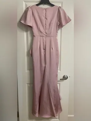 Lulus Eternal Bond Blush Satin Ruffled Flutter Sleeve Maxi Dress Size Small thumbnail 7