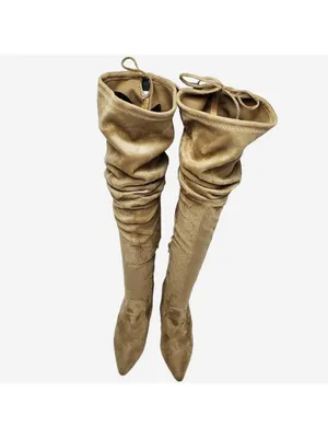 Suede Pointed Toe Over The Knees Thigh High Stretchy Heeled Boot thumbnail 3