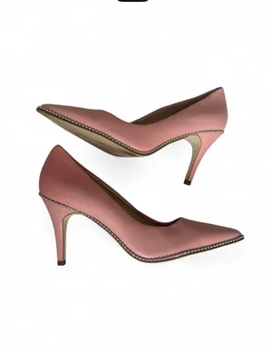 Coach Blush Pink Pointed-Toe Mid-Heel Pumps with Gold Trim thumbnail 4