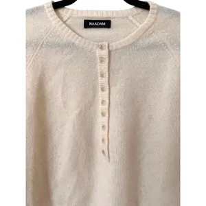 NAADAM Cashmere Quarter Button Sweater Ivory Large White thumbnail 6