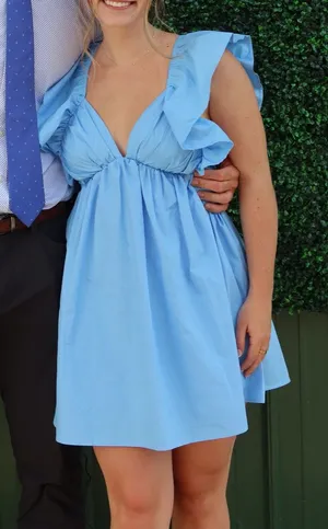 Amazon Baby blue ruffle mini dress thumbnail 1