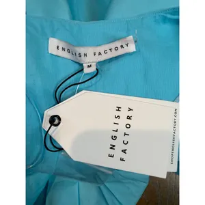 English Factory NWT V-Neck Button Down Babydoll Dress Puff Sleeve Blue Sz Medium thumbnail 5