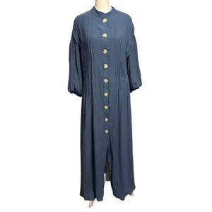 Mare Mare x Anthropologie Size L Button Front Maxi Dress Dusty Blue Pockets thumbnail 2