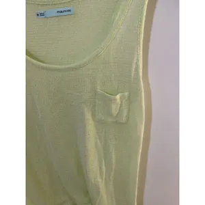 Maurices Womens Size M Sweater Tank Top Shirt Neon Yellow High Low Open Knit thumbnail 2