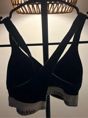 Calvin Klein Black Bralette with Silver Logo Band thumbnail 6