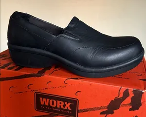 Worx Womens Black Leather Slip On Work Comfort Slip Resistant Shoes‎ Sz 5.5 thumbnail 1