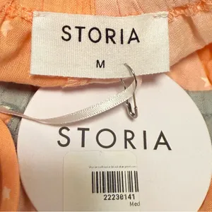 Storia Star Patchwork Polka Dot Tie Waist Romper Orange Yellow Grey‎ Size Medium thumbnail 4