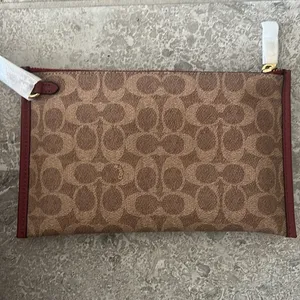 Coach Polished Pebble Leather Restored Day Tote in Brass/Brick Red, New +DustBag thumbnail 7