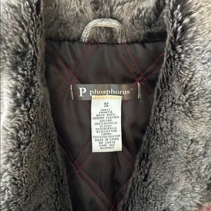 Phosphorus Leather Printed Knit Fur Trim Jacket Size Small thumbnail 6