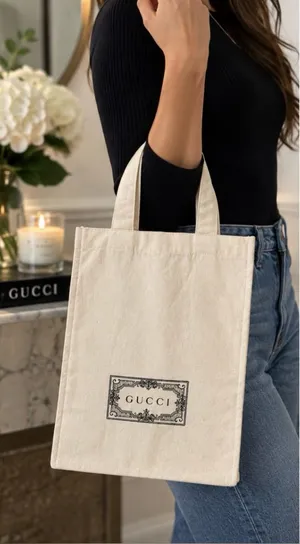Authentic Gucci Logo Canvas Dust Tote Bag small 13.5 x 10.5 inches thumbnail 1