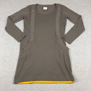 ZYGA Sweater‎ Dress Womens Medium Brown Scoop Neck Long Sleeve Pockets Merino thumbnail 1