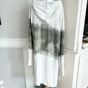Theo & Spence Ivory and Green Hooded Cardigan Duster Small thumbnail 2