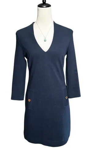 Lilly Pulitzer Charlena Navy Blue V-Neck‎ Mini Sheath Dress S | Coastal Preppy thumbnail 1