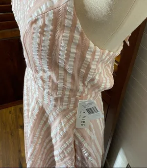 City Vibe Stripe Bow Fit & Flare Pink Dress thumbnail 5
