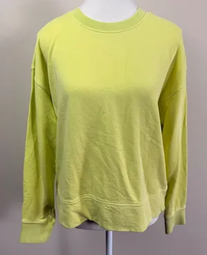 Perfectwhitetee Lime Yellow Cotton French Terry Crewneck Sweatshirt Small USA thumbnail 1