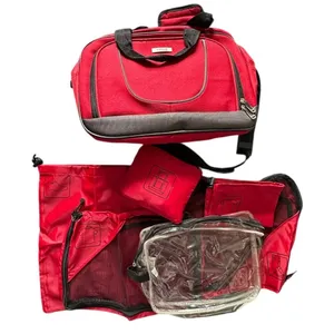 7 Piece Red Embark Travel Messenger Bag Set thumbnail 2
