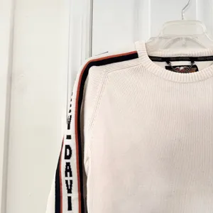 Harley Davidson Women Ivory Spellout Sleeve Ribbed Heavy Knit Sweater XL Y2K thumbnail 2
