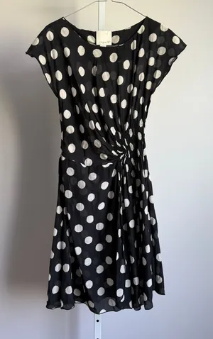 ARYN K. Black White Polka Dot Twist Front Dress‎ Size S thumbnail 1