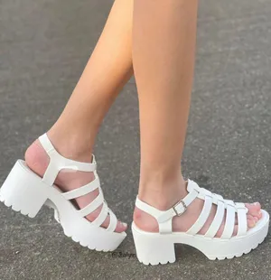 Lug Sole Snake Print Gladiator Chunky Heel Wedge White Size 8.5 thumbnail 1