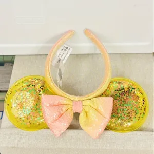 Disney Parks Shanghai Disneyland yellow glitter Minnie Mouse Ears headband thumbnail 2