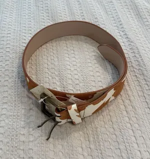 Altar'd State Cow Print Genuine Leather Calf Hair Belt thumbnail 1