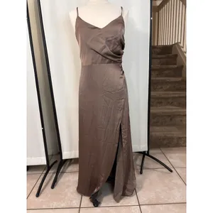 Birdy Grey women’s bridesmaid Catherine Dress Matte Satin brown champagne medium thumbnail 13