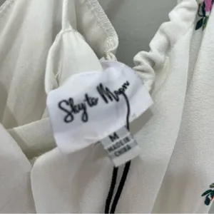 NEW Sky to Moon Top Medium Cropped White Pink Floral Spaghetti Straps‎ NWT thumbnail 5