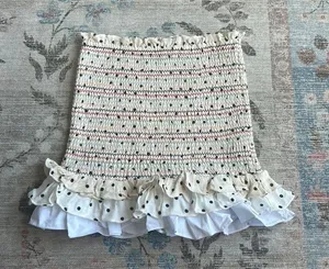 English Factory Polka Dot Smocked Mini Skirt Size Small thumbnail 4