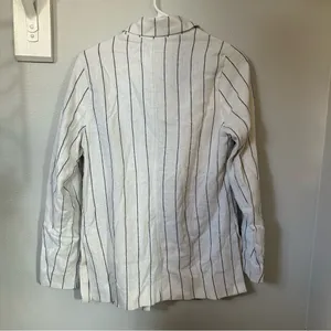 New Abercrombie & Fitch Linen blend Striped Blazer small white black pinstripe thumbnail 8