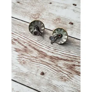 Vintage Screw On Earrings - Orange with Clear Gem 5/8" Retro thumbnail 5